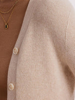 Beige Seamless Cashmere Lady Cardigan GOELIA