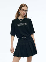 Tencel Blend Letter Print Unisex Loose T-Shirt GOELIA