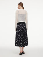 [Preview] Ribbon Print Strap Dress And Cardigan Two-Piece Set GOELIA