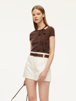 Triacetate Lyocell Blend Women Ribbon Knit Top GOELIA