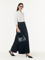Black A-Line Women Maxi Skirt With Belt GOELIA