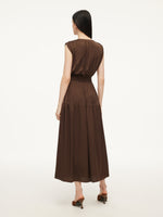 22MM Mulberry Silk Smocked Waist Women Maxi Dress GOELIA