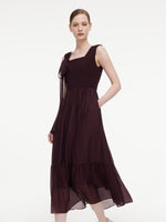 [Preview] Reversible A-Line Women Sleeveless Maxi Dress With Bowknot Ribbon GOELIA