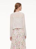 Lyocell Blend Crochet Women Open-Knit Cardigan GOELIA