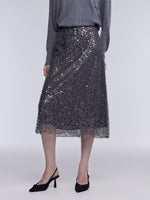 [Preview] Sequin Overlay Women Column Midi Skirt GOELIA
