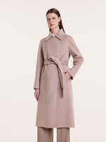 Pink Pure Cashmere Straight Lapel Women Coat GOELIA