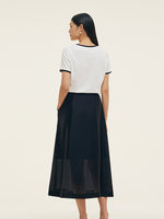 Contrast Trim Knit Top And Skirt Two-Piece Set With Belt GOELIA