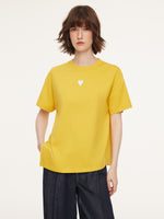 Asymmetrical Hem Heart Decorated Women T-Shirt GOELIA