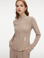 [Preview] Double-Brushed Stretch Zip Jacket And Pants Two-Piece Set GOELIA
