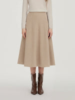 100% Washable Wool Women A-Line Flared Skirt GOELIA
