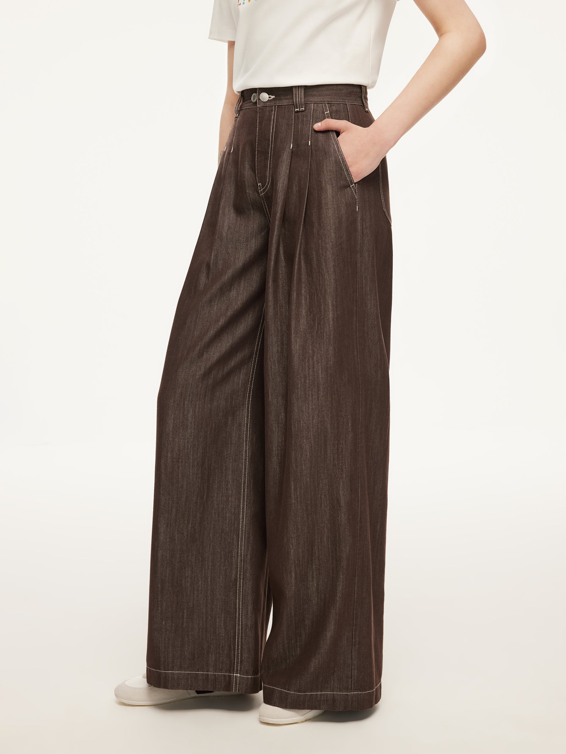 [Preview] Lyocell Blend Denim Women Straight Leg Jeans GOELIA