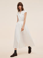 Cap Sleeve Women Gathered Waist Maxi Dress GOELIA