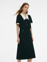 Faux Two-Piece Women Midi Dress With Detachable Bowknot GOELIA