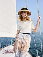 White Acetate One Shoulder Women Knit Top GOELIA