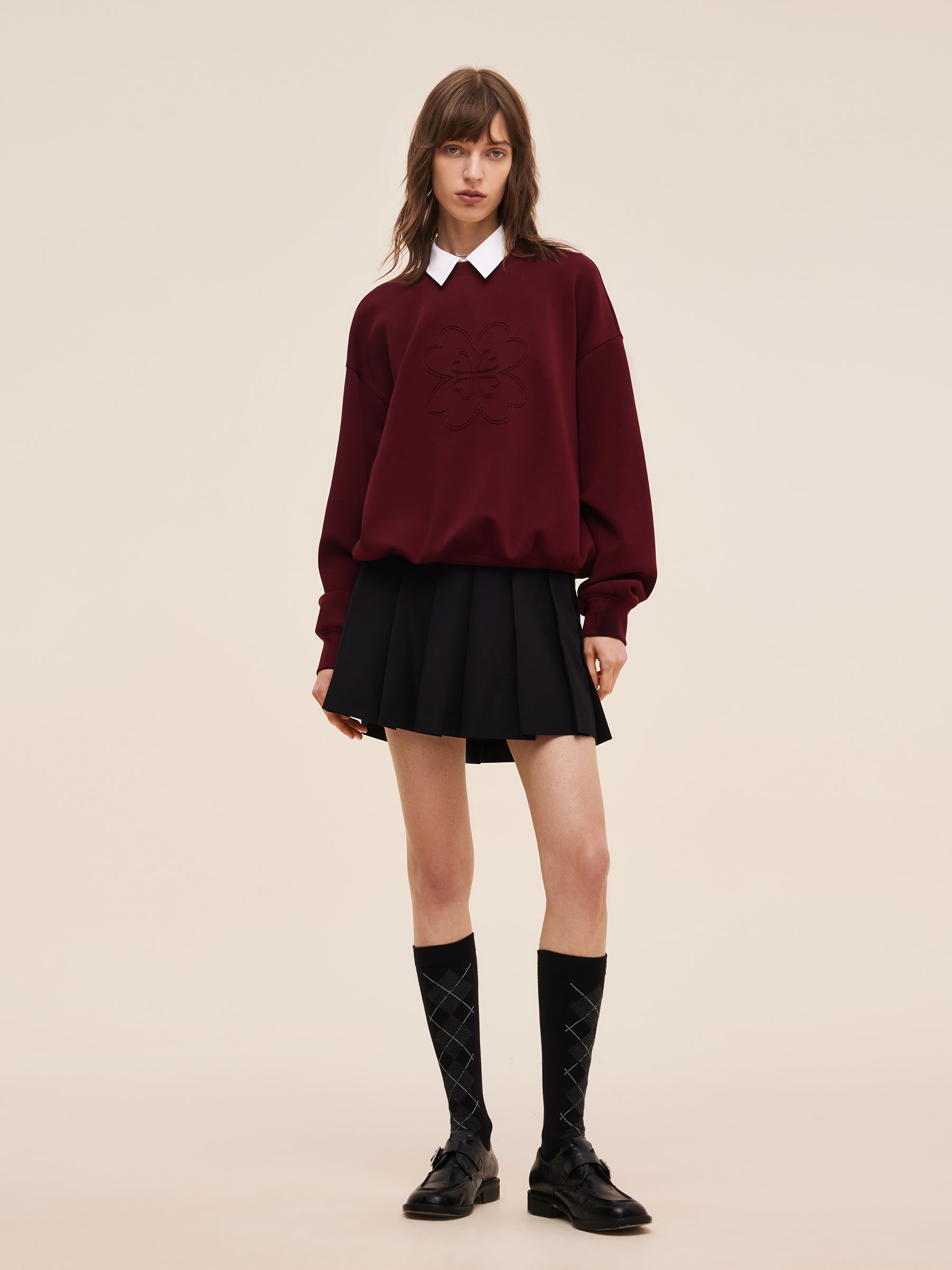 Four-Leaf Clover Embroidered Women Sweatshirt GOELIA