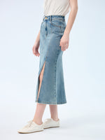 Denim Side Slit Women Eight-Panel Skirt GOELIA