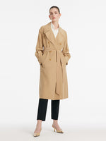 22 Momme Mulberry Silk Women Trench Coat With Belt GOELIA