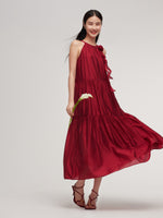 Tencel Blend Halter Maxi Dress With Detachable Flower GOELIA