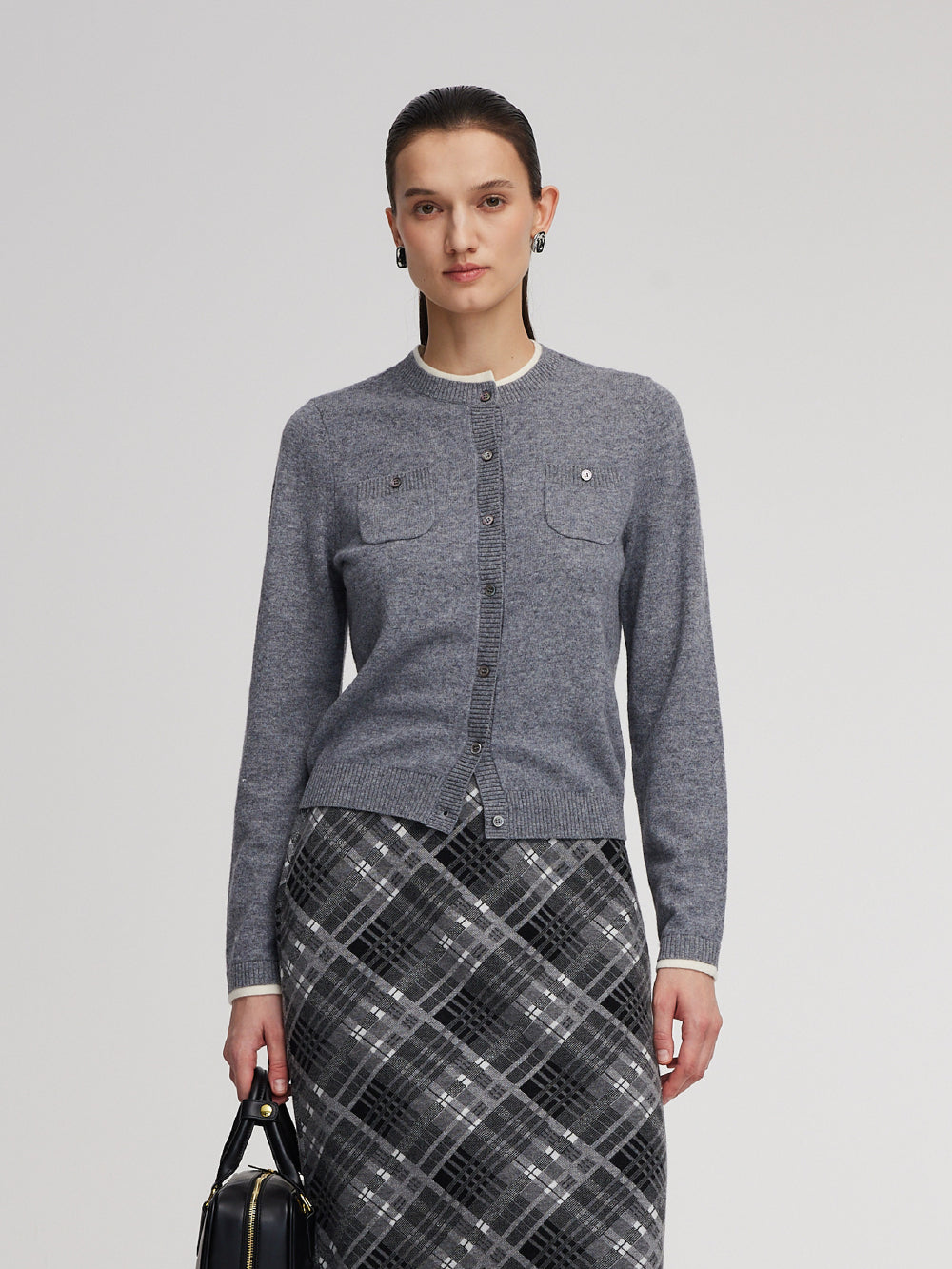 [Preview] 100% Wool Faux Two-Piece Women Cardigan GOELIA