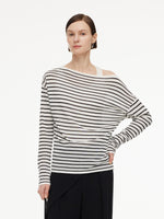 Triacetate Tencel Blend Stripe Boat Neck Top And Tank Top Two-Piece Set GOELIA
