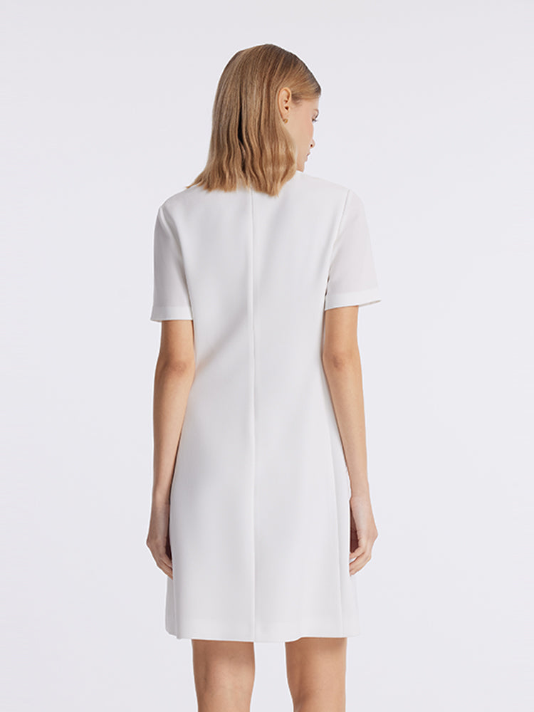 Triacetate Blend Gathered Waist Women Sleeveless Mini Dress