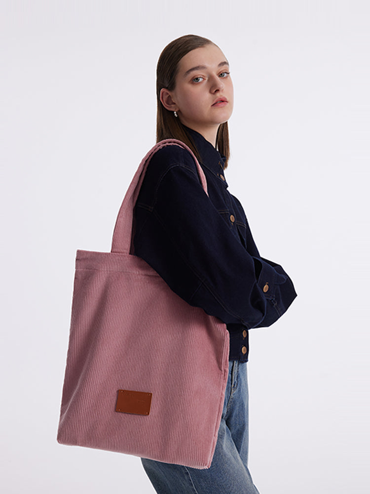 Pink Corduroy Tote Bag GOELIA