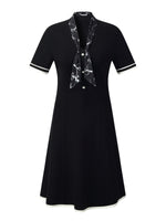 [Preview] Lyocell Blend Women Knit Midi Dress With Detachable Silky Scarf GOELIA
