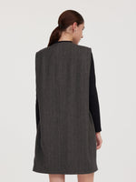 100% Wool Vest And Knit Dress Two-Piece Set With Belt GOELIA