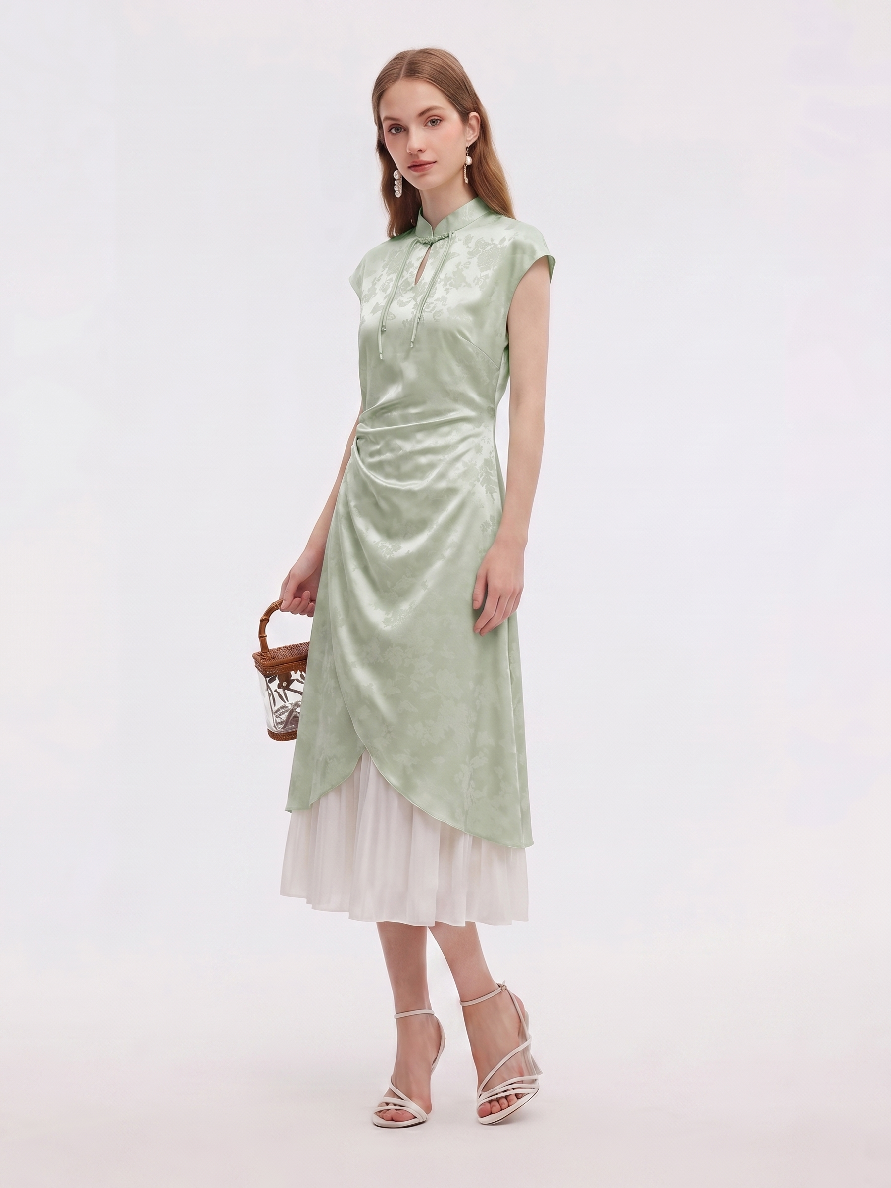 Jacquard Patchwork Women Qipao Maxi Dress GOELIA