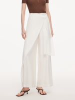 Lyocell Acetate Linen Blend Tie Front Women Pants GOELIA
