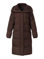 H-Line Knit Collar Long Goose Down Coat With Detachable Hood GOELIA