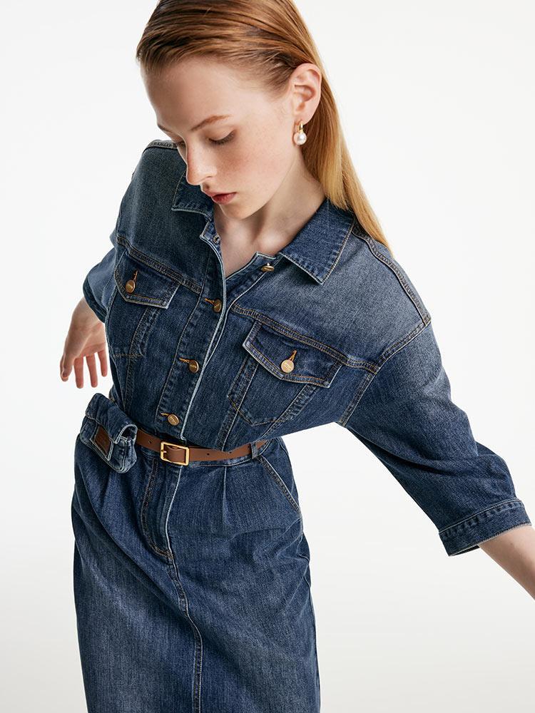 Shirt-Style Denim Dress GOELIA