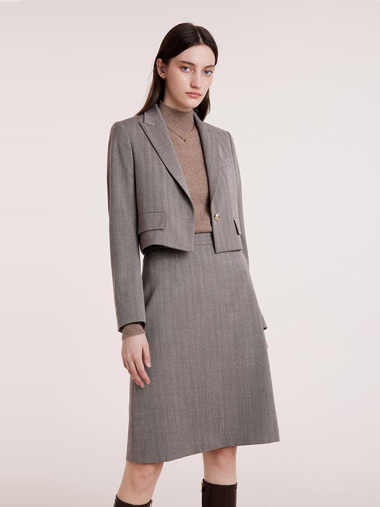 Crop Blazer And Half Skirt Two-Piece Suit GOELIA
