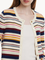 100% Cotton Multicolored Stripe Women Cardigan GOELIA