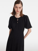 Acetate Gathered Waist Women Midi Dress GOELIA