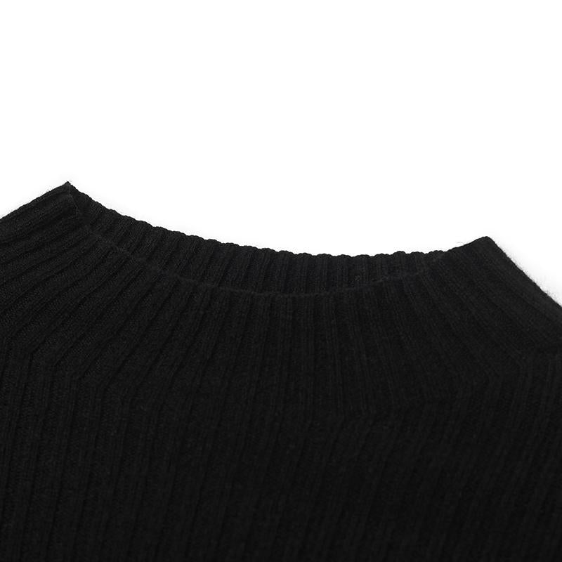 Black Pure Cashmere Mock Neck Knit Dress GOELIA