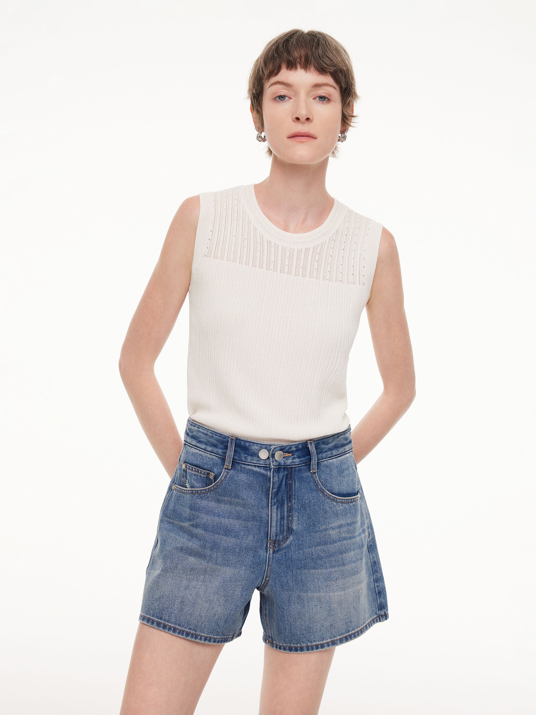100% Cotton Denim A-Line Women Shorts GOELIA