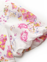 100% Linen Rose Print Women Maxi Dress With Belt GOELIA