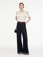 [Preview] Tencel Blend Ruffle Cold Shoulder Women Knit Top GOELIA