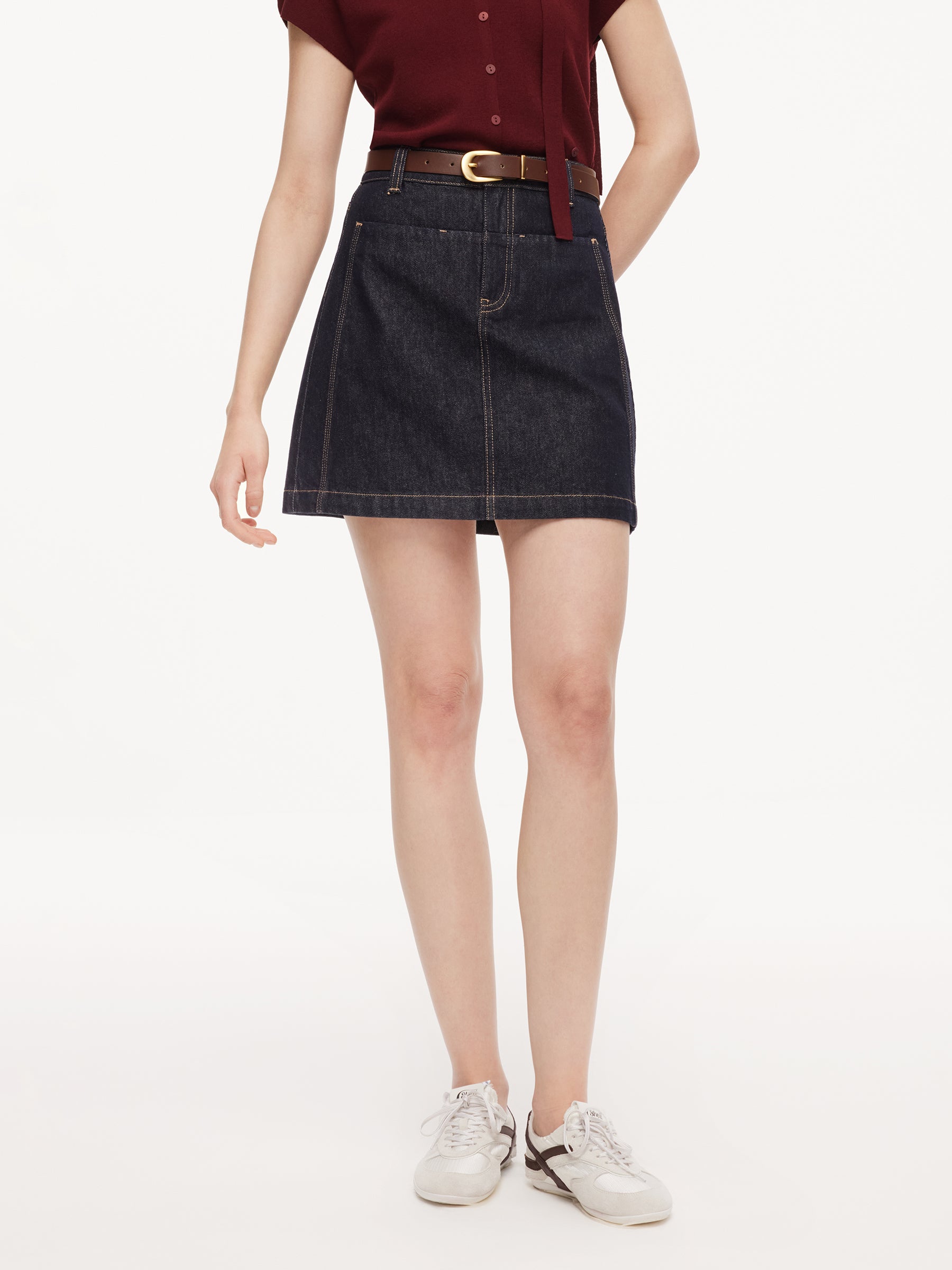 100% Cotton Denim Women A-Line Skirt GOELIA