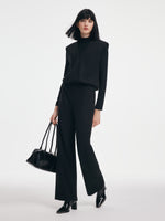 Ribbed Mock Neck Knit Top & Tank & Pants Three-Piece Set GOELIA