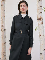 Worsted Woolen Women Trench Coat With Belt GOELIA