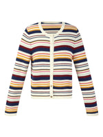 100% Cotton Multicolored Stripe Women Cardigan GOELIA