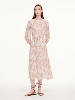 10MM Mulberry Silk Paisley Print Women Maxi Dress With Two Self-Tie Belts GOELIA