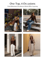 Cotton Blend Open-Knit Top And Camisole Two-Piece Set GOELIA