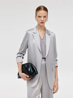 Acetate 3/4 Ruched Sleeves Women Blazer GOELIA
