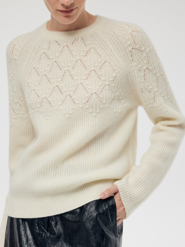 100% Cashmere Openwork Women Sweater GOELIA