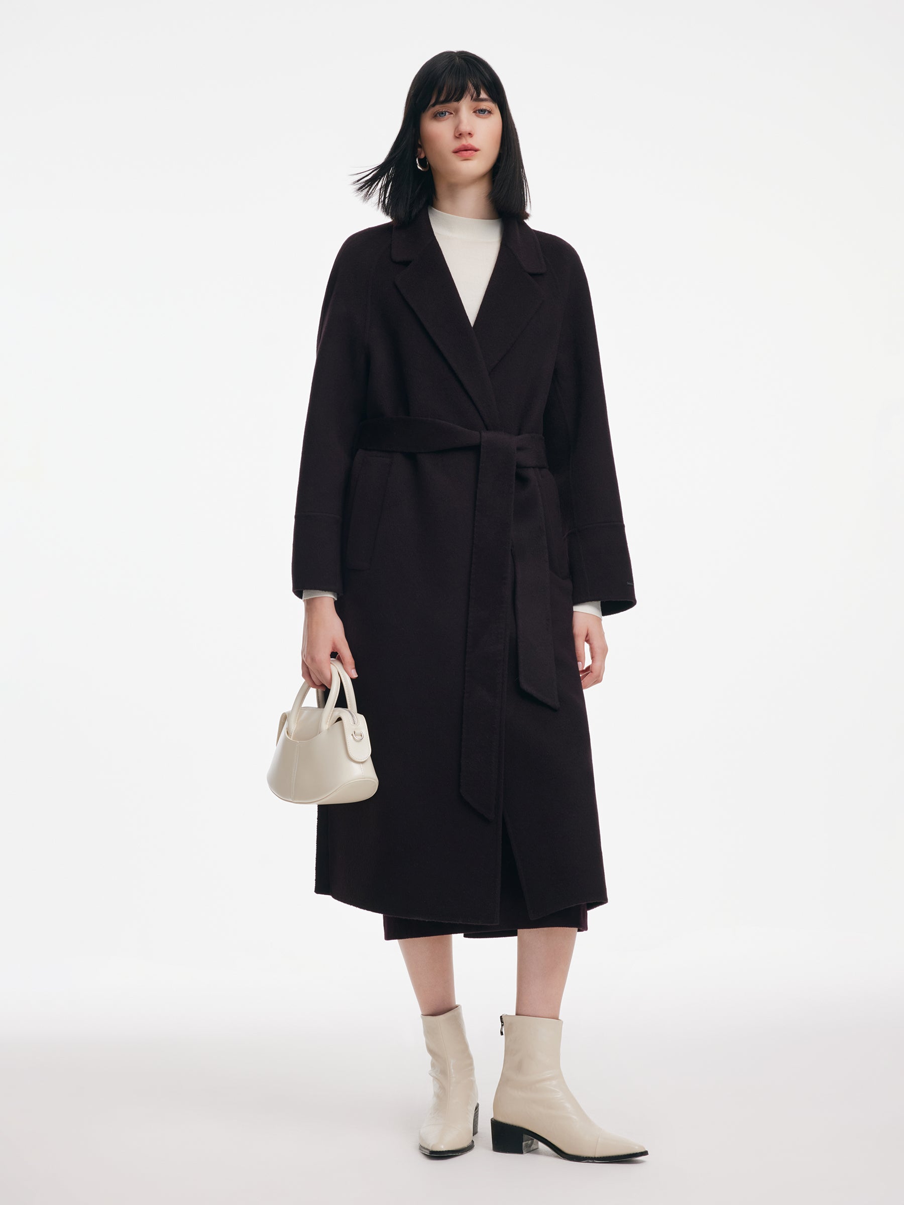 [Preview] Alpaca Wool Blend Double-Faced Women Wrap Overcoat GOELIA