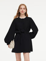 Tweed Balloon Sleeves A-Line Women Wrap Coat GOELIA