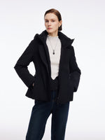 Gathered Waist Hooded Goose Down Jacket With Belt GOELIA